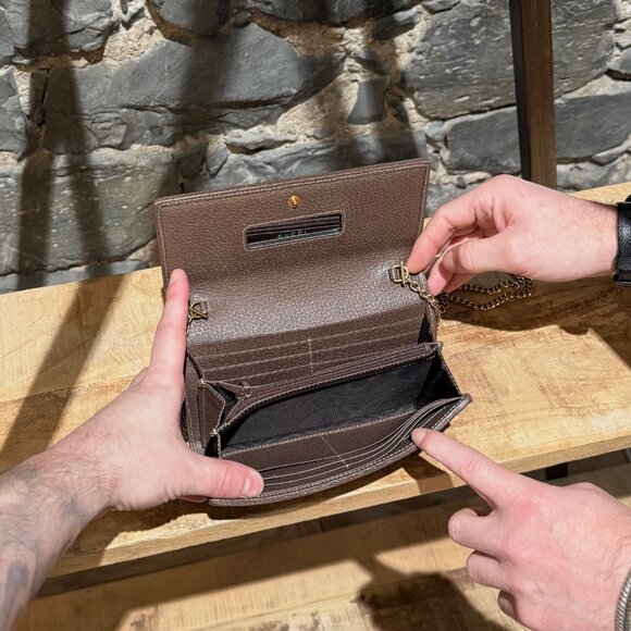 Gucci Brown Supreme GG Ophidia Wallet On Chain - Picture 10 of 16